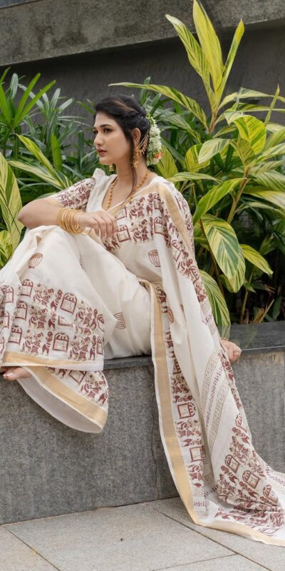 BT 428 White Soft Linen Cotton Saree with Digital Print & Lace Work. Festive Deal ₹1449. Delivery 4-6 Working Days. Shop now. | Bollywood Sarees, Creative Sarees, Designer Sarees, Embroidered Sarees, Ethnic Saree, Modern Digital sarees, Party Wear Sarees, Sarees