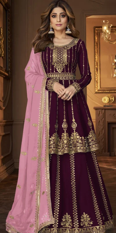 DS A 9125 Wine Faux Georgette Salwar Suit with Embroidery Work. Special Price ₹2599. Delivery 4-6 Working Days. Shop now. | Designer Suits, Jump Suits, Tops & Bottoms, Track Suits, Trendy Wear, Casual Suits, Creative suits, Palazzo Suits, Party Wear Suits, Patiala Suits, Salwar suit, Straight Suits
