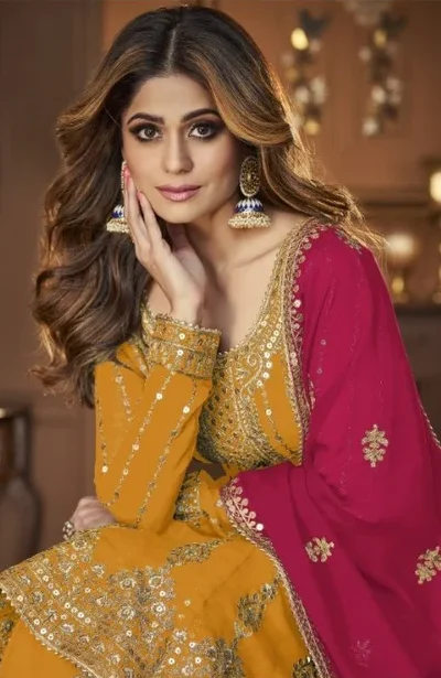 DS A 9125 Yellow Faux Georgette Salwar Suit with Embroidery Work. Special Price ₹2599. Delivery 4-6 Working Days. Shop now. | Designer Suits, Jump Suits, Tops & Bottoms, Track Suits, Trendy Wear, Casual Suits, Creative suits, Palazzo Suits, Party Wear Suits, Patiala Suits, Salwar suit, Straight Suits