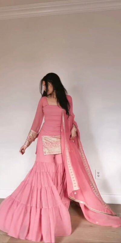 RTC 5962 Baby Pink Faux Georgette Salwar Suit Perfect for Wedding, Party, Cultural Events, Holi, Lohri – . Now at just ₹2049. Delivery 4-6 Working | Jump Suits, Straight Suits, Tops & Bottoms, Track Suits, Trendy Wear, Casual Suits, Creative suits, Designer Suits, Palazzo Suits, Party Wear Suits, Patiala Suits, Salwar suit
