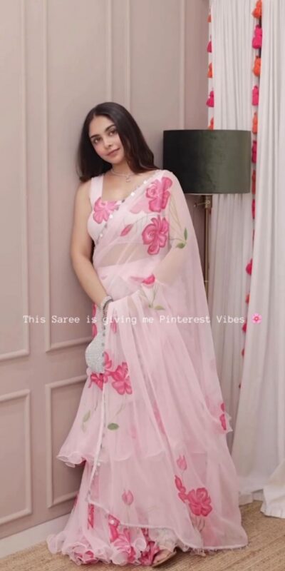 Baby Pink Premium Faux Georgette Saree BD 1805 Baby Pink with Digital Print. Now at just ₹2049. Delivery 4-6 Working Days. Shop now. | Bollywood Sarees, Creative Sarees, Designer Sarees, Embroidered Sarees, Ethnic Saree, Modern Digital sarees, Party Wear Sarees, Sarees