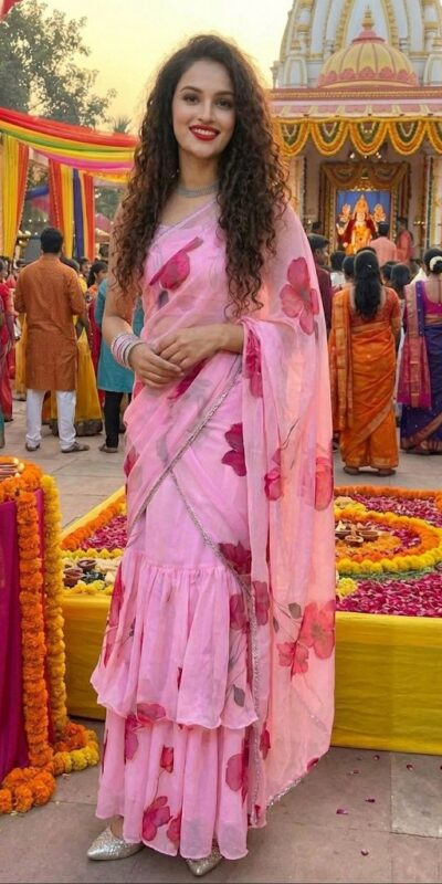 Baby Pink Premium Faux Georgette Saree BD 1805 Baby Pink with Digital Print. Now at just ₹2049. Delivery 4-6 Working Days. Shop now. | Bollywood Sarees, Creative Sarees, Designer Sarees, Embroidered Sarees, Ethnic Saree, Modern Digital sarees, Party Wear Sarees, Sarees