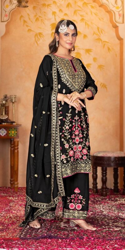 KF 1686 Black Faux Georgette Salwar Suit with Embroidery Work & Mirror Work. Exclusive Offer ₹2449. Delivery 4-6 Working Days. Shop now. | Jump Suits, Straight Suits, Tops & Bottoms, Track Suits, Trendy Wear, Casual Suits, Creative suits, Designer Suits, Palazzo Suits, Party Wear Suits, Patiala Suits, Salwar suit