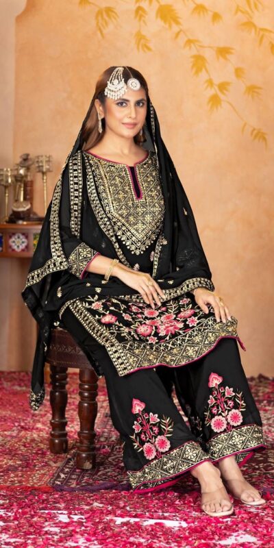 KF 1686 Black Faux Georgette Salwar Suit with Embroidery Work & Mirror Work. Exclusive Offer ₹2449. Delivery 4-6 Working Days. Shop now. | Jump Suits, Straight Suits, Tops & Bottoms, Track Suits, Trendy Wear, Casual Suits, Creative suits, Designer Suits, Palazzo Suits, Party Wear Suits, Patiala Suits, Salwar suit
