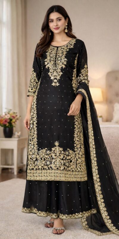 SSR 535 Black in Organza Silk Embroidery Work Salwar Suit . Available at ₹2399 only. Delivery 4-6 Working Days. Shop now. | Jump Suits, Straight Suits, Tops & Bottoms, Track Suits, Trendy Wear, Casual Suits, Creative suits, Designer Suits, Palazzo Suits, Party Wear Suits, Patiala Suits, Salwar suit