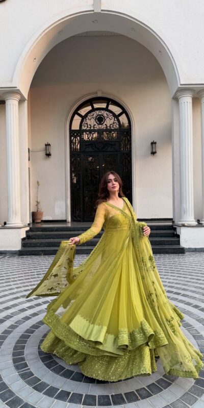 RTC 5895 Green Butterfly Net Lehenga Choli with Designer Work. Affordable Price ₹2599. Delivery 4-6 Working Days. Shop now. | Bollywood Lehenga, Creative Lehenga, Designer Lehenga, Embroidered Lehenga, Lehenga, Party Wear Lehenga