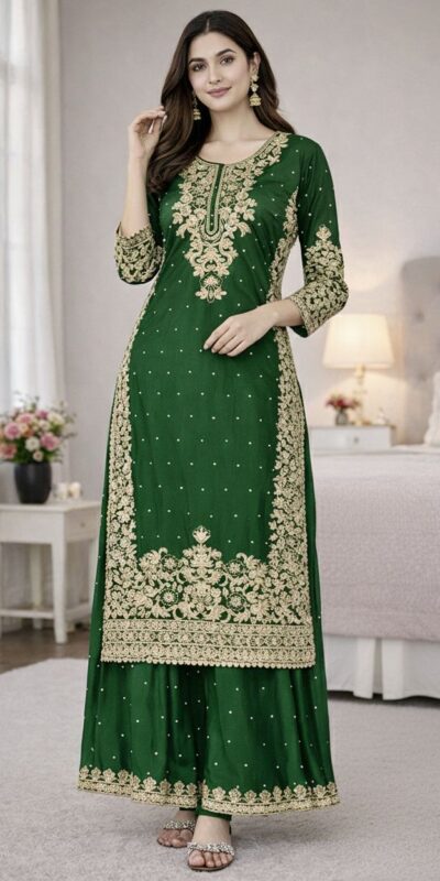 SSR 535 Green in Organza Silk Embroidery Work Salwar Suit . Available at ₹2399 only. Delivery 4-6 Working Days. Shop now. | Jump Suits, Straight Suits, Tops & Bottoms, Track Suits, Trendy Wear, Casual Suits, Creative suits, Designer Suits, Palazzo Suits, Party Wear Suits, Patiala Suits, Salwar suit