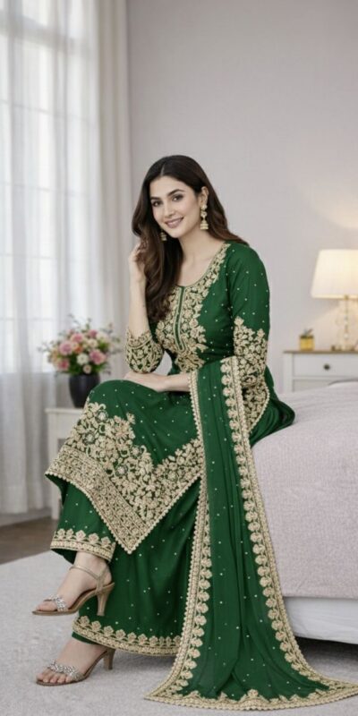 SSR 535 Green in Organza Silk Embroidery Work Salwar Suit . Available at ₹2399 only. Delivery 4-6 Working Days. Shop now. | Jump Suits, Straight Suits, Tops & Bottoms, Track Suits, Trendy Wear, Casual Suits, Creative suits, Designer Suits, Palazzo Suits, Party Wear Suits, Patiala Suits, Salwar suit