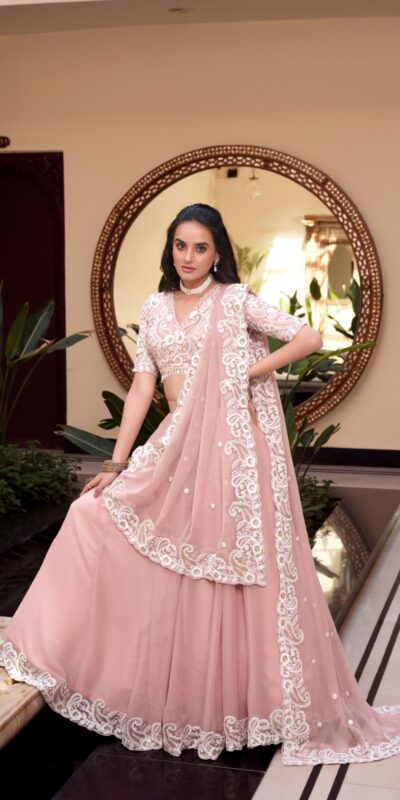 LNB 1439 Light pink Weone Silk Lehenga Choli Perfect for Wedding, Party, Diwali, Ganesh Chaturthi, Bridal Wear – . Now at just ₹3599. Delivery 4- | Bollywood Lehenga, Creative Lehenga, Designer Lehenga, Embroidered Lehenga, Lehenga, Party Wear Lehenga
