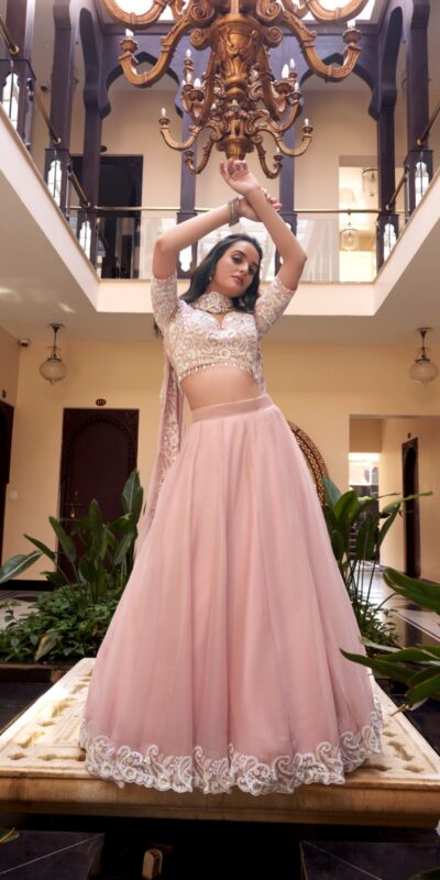 LNB 1439 Light pink Weone Silk Lehenga Choli Perfect for Wedding, Party, Diwali, Ganesh Chaturthi, Bridal Wear – . Now at just ₹3599. Delivery 4- | Bollywood Lehenga, Creative Lehenga, Designer Lehenga, Embroidered Lehenga, Lehenga, Party Wear Lehenga