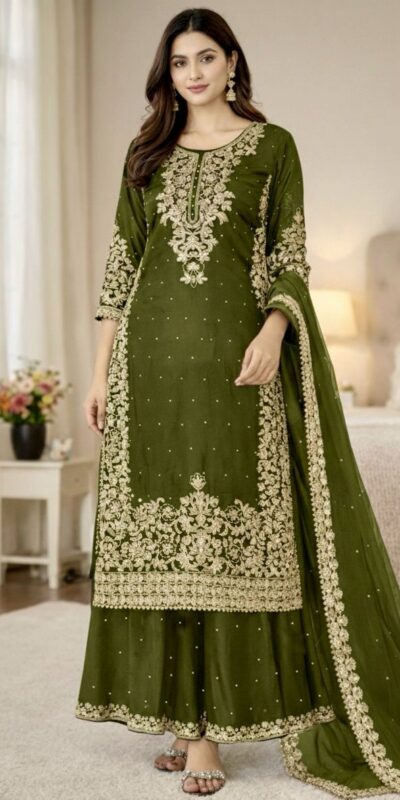 SSR 535 Mahendi in Organza Silk Embroidery Work Salwar Suit . Available at ₹2399 only. Delivery 4-6 Working Days. Shop now. | Jump Suits, Straight Suits, Tops & Bottoms, Track Suits, Trendy Wear, Casual Suits, Creative suits, Designer Suits, Palazzo Suits, Party Wear Suits, Patiala Suits, Salwar suit