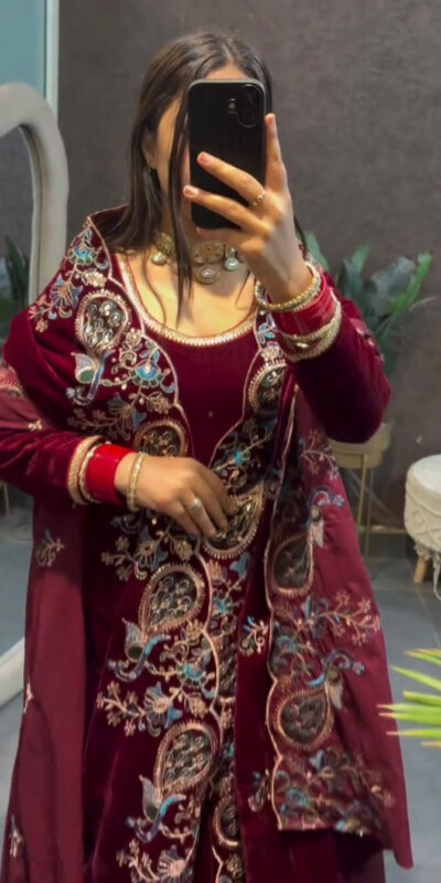 ST 1148 Maroon 9000 Velvet Salwar Suit with Embroidery Work & Lace Work. Get it for ₹2449. Delivery 4-6 Working Days. Shop now. | Jump Suits, Straight Suits, Tops & Bottoms, Track Suits, Trendy Wear, Casual Suits, Creative suits, Designer Suits, Palazzo Suits, Party Wear Suits, Patiala Suits, Salwar suit