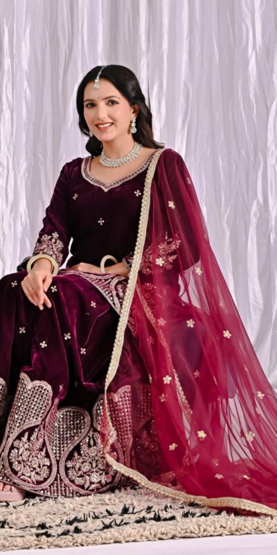 ND 5054 Maroon Embroidery Work Salwar Suit in Maroon Viscous Velvet. Available at ₹2449 only. Delivery 4-6 Working Days. Shop now. | Designer Suits, Jump Suits, Tops & Bottoms, Track Suits, Trendy Wear, Casual Suits, Creative suits, Palazzo Suits, Party Wear Suits, Patiala Suits, Salwar suit, Straight Suits