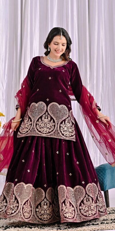 ND 5054 Maroon Embroidery Work Salwar Suit in Maroon Viscous Velvet. Available at ₹2449 only. Delivery 4-6 Working Days. Shop now. | Designer Suits, Jump Suits, Tops & Bottoms, Track Suits, Trendy Wear, Casual Suits, Creative suits, Palazzo Suits, Party Wear Suits, Patiala Suits, Salwar suit, Straight Suits