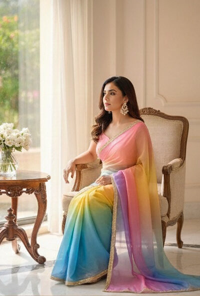 BT 416 Multi Organza Saree with Embroidery Work & Digital Print. Special Price ₹1599. Delivery 4-6 Working Days. Shop now. | Bollywood Sarees, Creative Sarees, Designer Sarees, Embroidered Sarees, Ethnic Saree, Modern Digital sarees, Party Wear Sarees, Sarees