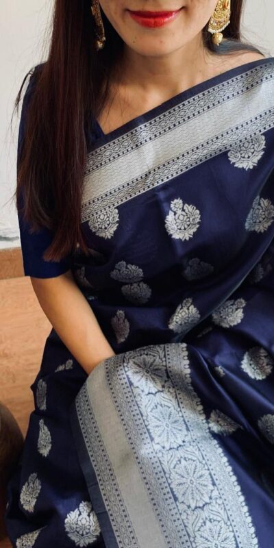 KPR 095 Navy Blue Soft Lichi Silk Saree with Lace Border & Lace Work. Affordable Price ₹1399. Delivery 4-6 Working Days. Shop now. | Bollywood Sarees, Creative Sarees, Designer Sarees, Embroidered Sarees, Ethnic Saree, Modern Digital sarees, Party Wear Sarees, Sarees