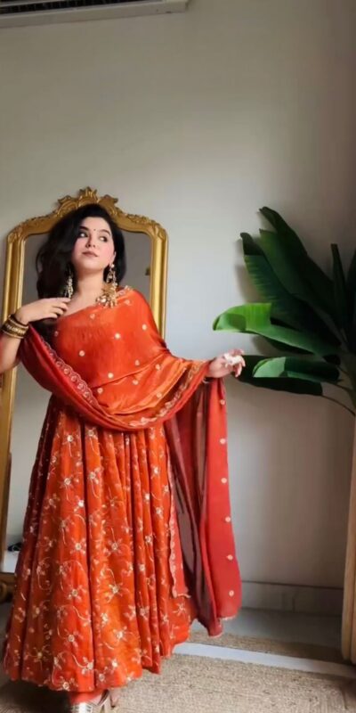 KD 1534 Orange in Color Fendy Silk Designer Work Salwar Suit . Introductory Price ₹2499. Delivery 4-6 Working Days. Shop now. | Jump Suits, Straight Suits, Tops & Bottoms, Track Suits, Trendy Wear, Casual Suits, Creative suits, Designer Suits, Palazzo Suits, Party Wear Suits, Patiala Suits, Salwar suit