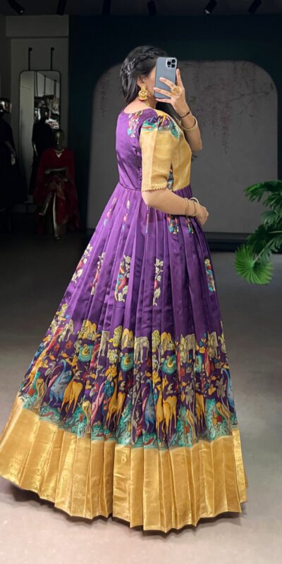 YNF 5009 Purple Dola Silk Weaving Work Gown with Designer Work. Introductory Price ₹1749. Delivery 4-6 Working Days. Shop now. | Bollywood Gowns, Creative Gowns, Designer Gowns, Embroidered Gowns, Gowns, Party Wear Gowns