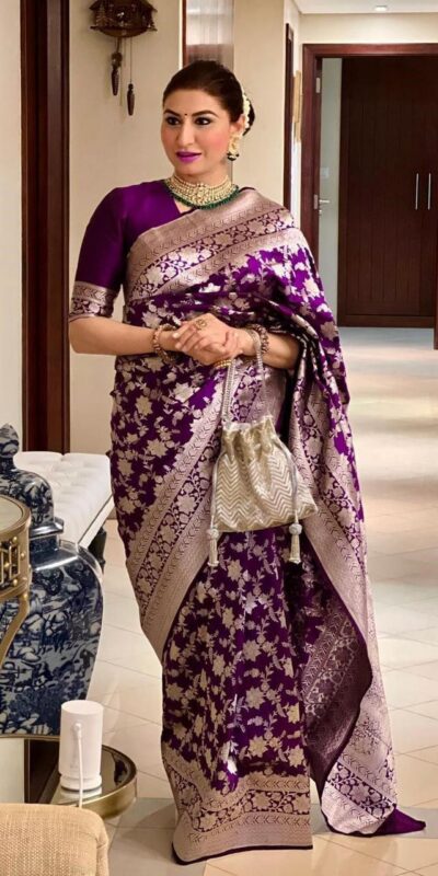 KP 6077 Purple in Soft Lichi Silk Designer Work Saree . Wedding, Party, Festive, Events Special Price ₹1399. Delivery 4-6 Working Days. Shop now. | Bollywood Sarees, Creative Sarees, Designer Sarees, Embroidered Sarees, Ethnic Saree, Modern Digital sarees, Party Wear Sarees, Sarees