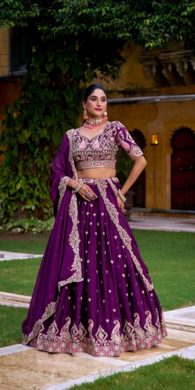 LNB 1456 Purple Color Rangoli Crush Sequins Thread Lehenga Choli . Exclusive Offer ₹3999. Delivery 4-6 Working Days. Shop now. | Bollywood Lehenga, Creative Lehenga, Designer Lehenga, Embroidered Lehenga, Lehenga, Party Wear Lehenga