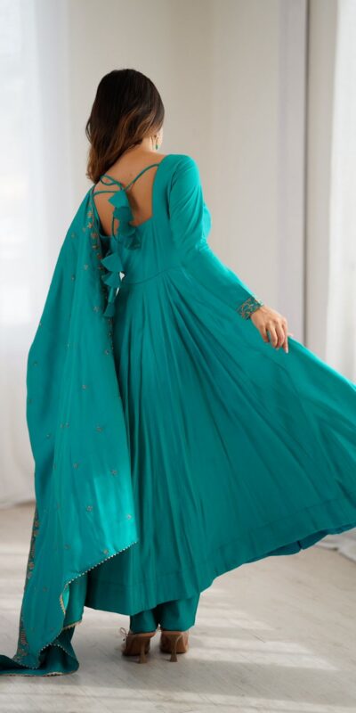 KB 288 Rama in Roman Shimmer Chanderi Silk Embroidery Work & Bead Work Salwar Suit . Grab it for ₹2399. Delivery 4-6 Working Days. Shop now. | Jump Suits, Tops & Bottoms, Track Suits, Trendy Wear, Casual Suits, Creative suits, Designer Suits, Palazzo Suits, Party Wear Suits, Patiala Suits, Salwar suit, Straight Suits