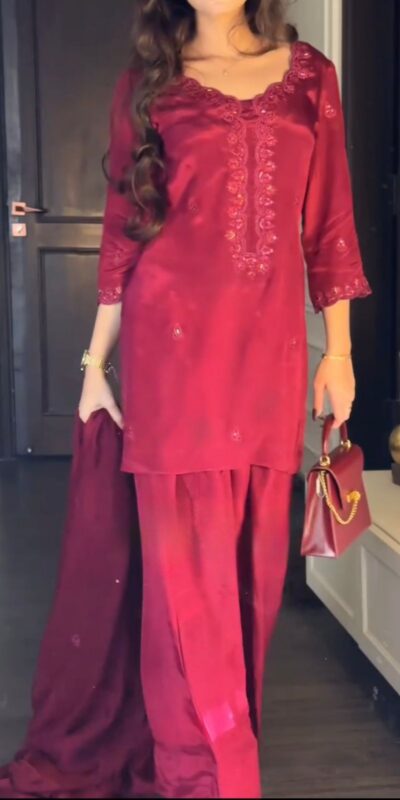 TC 5868 Red Chinon silk Salwar Suit. Perfect for Wedding, Party, Bridal Wear, Makar Sankranti, Karwa Chauth – R Affordable Price ₹1949. Delivery 4-6 Wor | Designer Suits, Jump Suits, Tops & Bottoms, Track Suits, Trendy Wear, Casual Suits, Creative suits, Palazzo Suits, Party Wear Suits, Patiala Suits, Salwar suit, Straight Suits