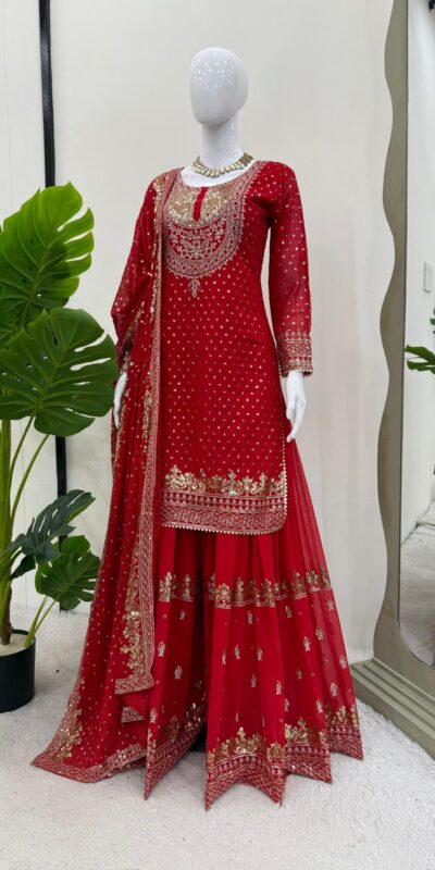 RTC 5899 Red Color Faux Georgette Salwar Suit with Lace Work. Exclusive Offer ₹2599. Delivery 4-6 Working Days. Shop now. | Jump Suits, Tops & Bottoms, Track Suits, Trendy Wear, Casual Suits, Creative suits, Designer Suits, Palazzo Suits, Party Wear Suits, Patiala Suits, Salwar suit, Straight Suits