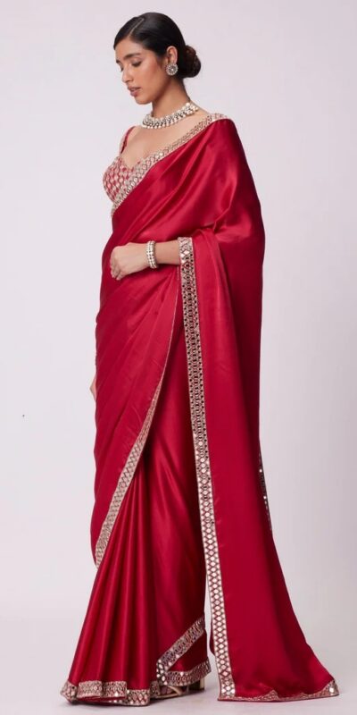 JR 637 Red Rangoli Silk Saree with Mirror Work & Embroidery Work. Exclusive Offer ₹1799. Delivery 4-6 Working Days. Shop now. | Bollywood Sarees, Creative Sarees, Designer Sarees, Embroidered Sarees, Ethnic Saree, Modern Digital sarees, Party Wear Sarees, Sarees