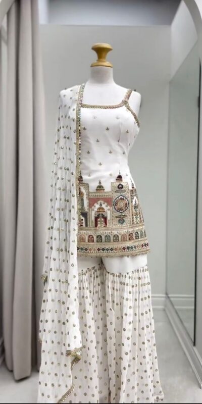 KD 1513 White with Lace Work Faux Georgette with Salwar Suit . Available at ₹2149 only. Delivery 4-6 Working Days. Shop now. | Jump Suits, Tops & Bottoms, Track Suits, Trendy Wear, Casual Suits, Creative suits, Designer Suits, Palazzo Suits, Party Wear Suits, Patiala Suits, Salwar suit, Straight Suits