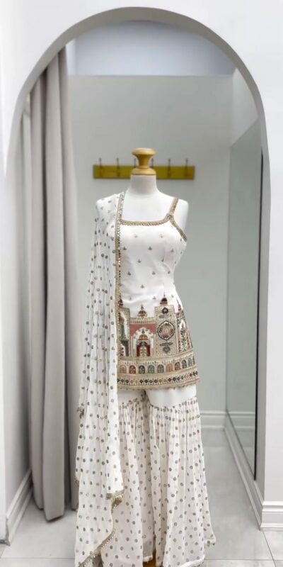 KD 1513 White with Lace Work Faux Georgette with Salwar Suit . Available at ₹2149 only. Delivery 4-6 Working Days. Shop now. | Jump Suits, Tops & Bottoms, Track Suits, Trendy Wear, Casual Suits, Creative suits, Designer Suits, Palazzo Suits, Party Wear Suits, Patiala Suits, Salwar suit, Straight Suits