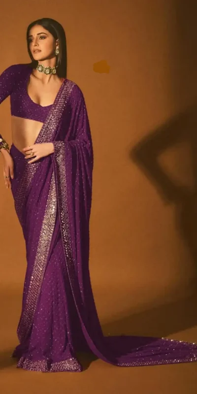 DF 3465 Wine Faux Georgette Saree with Embroidery Work & Mirror Work. Affordable Price ₹2099. Delivery 4-6 Working Days. Shop now. | Bollywood Sarees, Creative Sarees, Designer Sarees, Embroidered Sarees, Ethnic Saree, Modern Digital sarees, Party Wear Sarees, Sarees