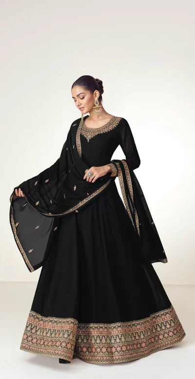 FC 10128 Black Color Blooming Georgette Embroidery Work Salwar Suit . Introductory Price ₹3449. Delivery 4-6 Working Days. Shop now. | Jump Suits, Straight Suits, Casual Suits, Creative suits, Designer Suits, Palazzo Suits, Party Wear Suits, Patiala Suits, Salwar suit