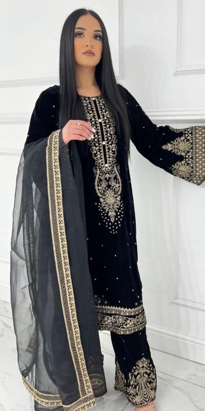 AD 222 Black Viscose Velvet Salwar Suit with Embroidery Work & Lace Work. Best Price ₹2099. Delivery 4-6 Working Days. Shop now. | Jump Suits, Straight Suits, Casual Suits, Creative suits, Designer Suits, Palazzo Suits, Party Wear Suits, Patiala Suits, Salwar suit