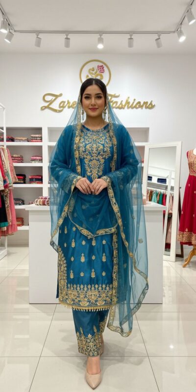 LG 2065 Blue Chinon Salwar Suit with Embroidery Work. Wedding, Party, Festive, Events, Grab it for ₹2449. Delivery 4-6 Working Days. Shop now. | Jump Suits, Straight Suits, Casual Suits, Creative suits, Designer Suits, Palazzo Suits, Party Wear Suits, Patiala Suits, Salwar suit