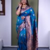 MB 22 Blue Soft Paithani Silk Saree with Zari Work & Lace Work. Affordable Price ₹2399. Delivery 4-6 Working Days. Shop now. | Bollywood Sarees, Creative Sarees, Designer Sarees, Embroidered Sarees, Ethnic Saree, Modern Digital sarees, Party Wear Sarees, Sarees