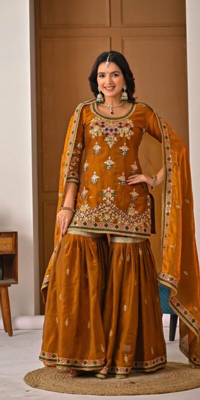 ND 5056 Brown Fandy Silk Salwar Suit with Embroidery Work. Wedding, Party, Festive, Events Now at just ₹2649. Delivery 4-6 Working Days. Shop now. | Jump Suits, Straight Suits, Casual Suits, Creative suits, Designer Suits, Palazzo Suits, Party Wear Suits, Patiala Suits, Salwar suit