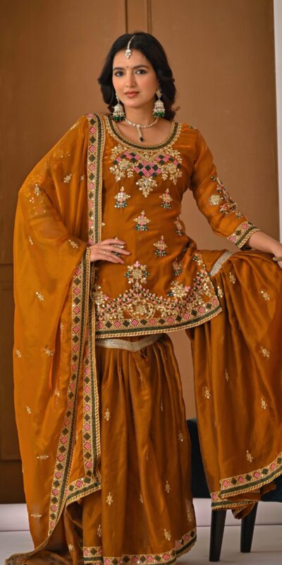 ND 5056 Brown Fandy Silk Salwar Suit with Embroidery Work. Wedding, Party, Festive, Events Now at just ₹2649. Delivery 4-6 Working Days. Shop now. | Jump Suits, Straight Suits, Casual Suits, Creative suits, Designer Suits, Palazzo Suits, Party Wear Suits, Patiala Suits, Salwar suit