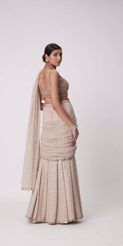 BD 1821 Chiku in Faux Georgette Mirror Work Saree . Wedding, Party, Festive, Events, Grab it for ₹2499. Delivery 4-6 Working Days. Shop now. | Bollywood Sarees, Creative Sarees, Designer Sarees, Embroidered Sarees, Ethnic Saree, Modern Digital sarees, Party Wear Sarees, Sarees