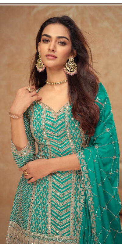 FC 7518 Firozi Chinon Salwar Suit Perfect for Wedding, Party, Diwali, Durga Puja, Temple Visit – . Festive Deal ₹3099. Delivery 4-6 Working Days. | Jump Suits, Straight Suits, Tops & Bottoms, Track Suits, Trendy Wear, Casual Suits, Creative suits, Designer Suits, Palazzo Suits, Party Wear Suits, Patiala Suits, Salwar suit