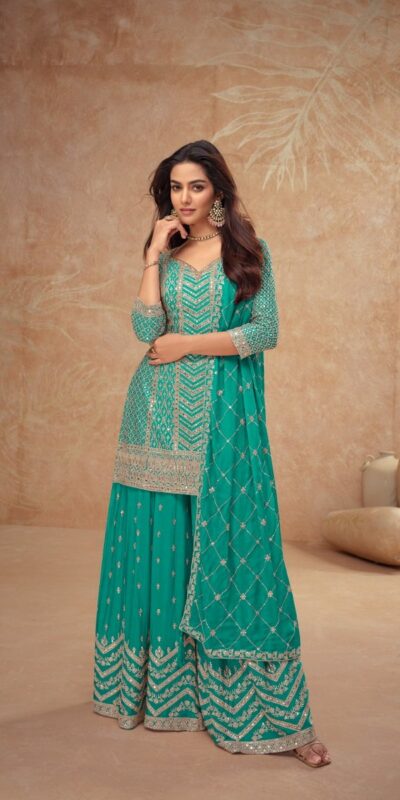 FC 7518 Firozi Chinon Salwar Suit Perfect for Wedding, Party, Diwali, Durga Puja, Temple Visit – . Festive Deal ₹3099. Delivery 4-6 Working Days. | Jump Suits, Straight Suits, Tops & Bottoms, Track Suits, Trendy Wear, Casual Suits, Creative suits, Designer Suits, Palazzo Suits, Party Wear Suits, Patiala Suits, Salwar suit