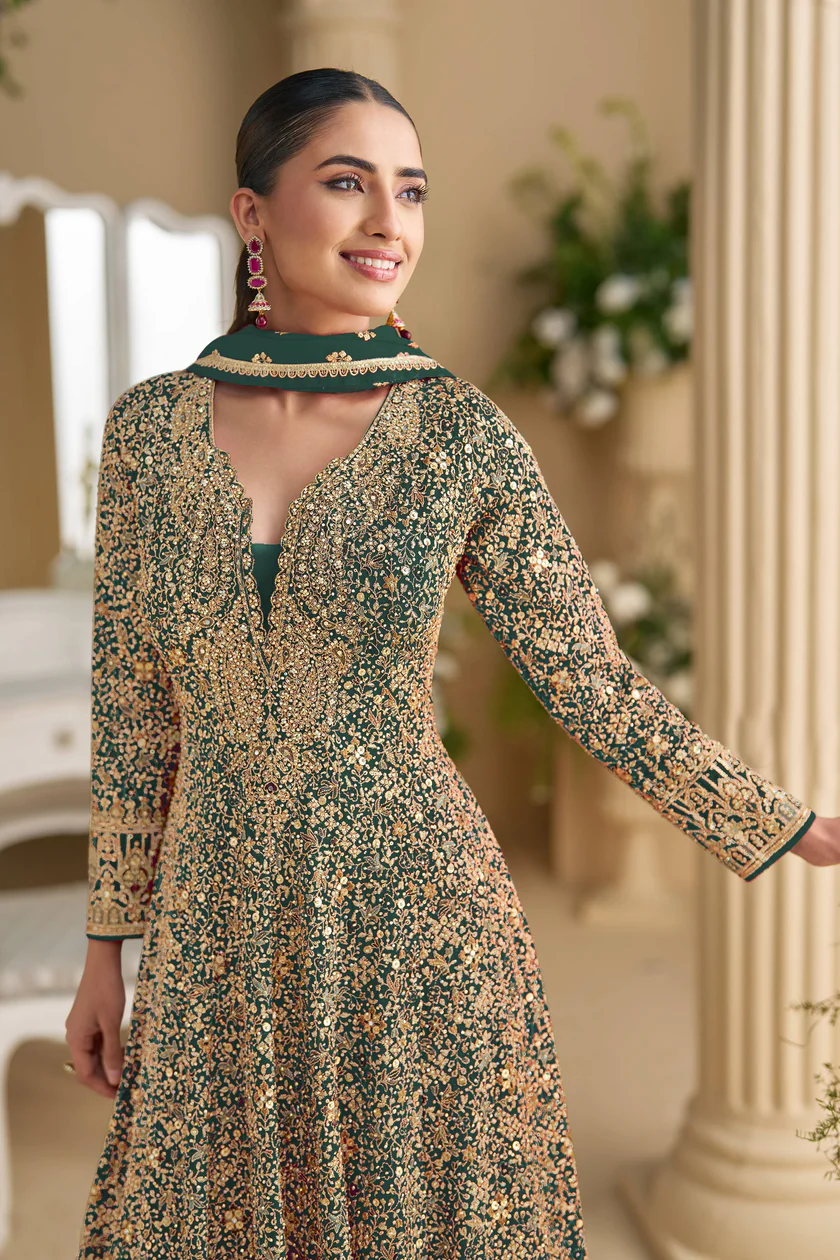 FC 5807 Green Color Georgette Thread Sequence Work Salwar Suit . Introductory Price ₹3649. Delivery 4-6 Working Days. Shop now. | Jump Suits, Straight Suits, Casual Suits, Creative suits, Designer Suits, Palazzo Suits, Party Wear Suits, Patiala Suits, Salwar suit