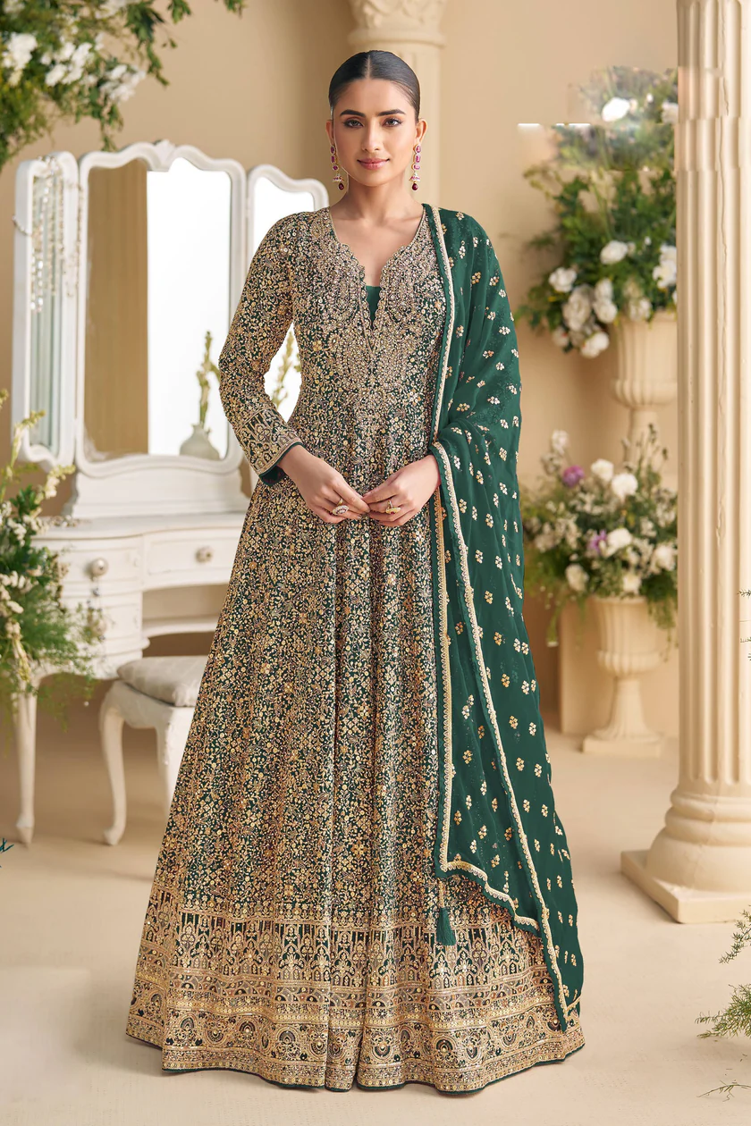 FC 5807 Green Color Georgette Thread Sequence Work Salwar Suit . Introductory Price ₹3649. Delivery 4-6 Working Days. Shop now. | Jump Suits, Straight Suits, Casual Suits, Creative suits, Designer Suits, Palazzo Suits, Party Wear Suits, Patiala Suits, Salwar suit