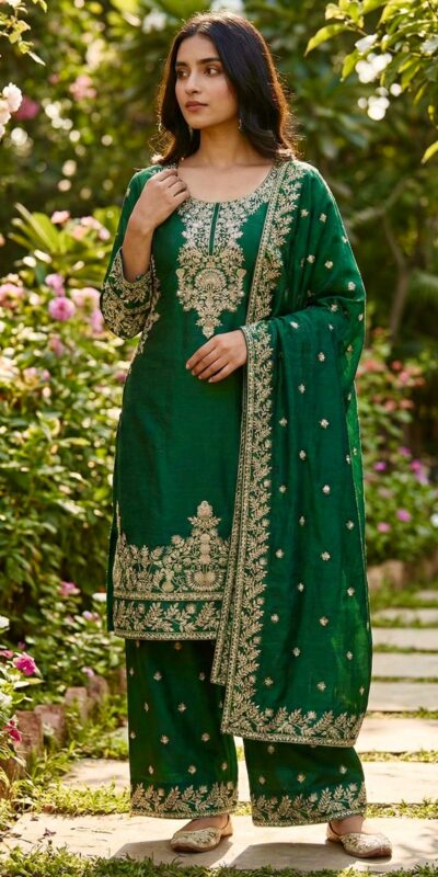 SRK 5316 Green Organza Silk Salwar Suit Perfect for Wedding, Party, Makar Sankranti, Eid, Durga Puja – . Affordable Price ₹2149. Delivery 4-6 Workin | Jump Suits, Straight Suits, Casual Suits, Creative suits, Designer Suits, Palazzo Suits, Party Wear Suits, Patiala Suits, Salwar suit
