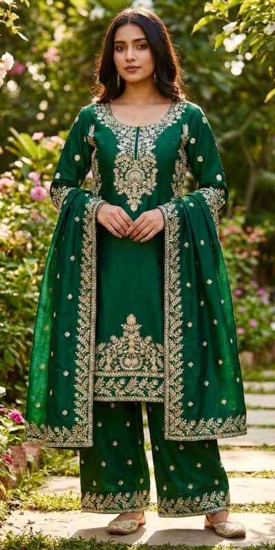 SRK 5316 Green Organza Silk Salwar Suit Perfect for Wedding, Party, Makar Sankranti, Eid, Durga Puja – . Affordable Price ₹2149. Delivery 4-6 Workin | Jump Suits, Straight Suits, Casual Suits, Creative suits, Designer Suits, Palazzo Suits, Party Wear Suits, Patiala Suits, Salwar suit