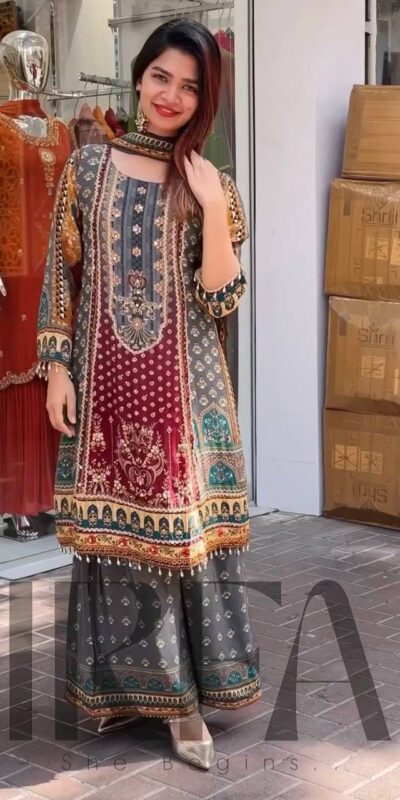 ST 207 Grey Color Georgette Salwar Suit with Embroidery Work. Introductory Price ₹1949. Delivery 4-6 Working Days. Shop now. | Jump Suits, Straight Suits, Casual Suits, Creative suits, Designer Suits, Palazzo Suits, Party Wear Suits, Patiala Suits, Salwar suit