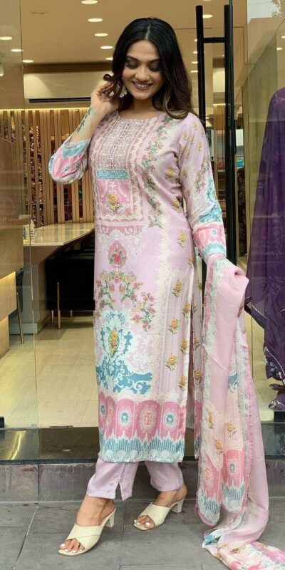 DC G22 Light Pink in Maslin Digital Print Salwar Suit . Wedding, Party, Festive, Events, Introductory Price ₹1749. Delivery 4-6 Working Days. Shop now. | Jump Suits, Straight Suits, Casual Suits, Creative suits, Designer Suits, Palazzo Suits, Party Wear Suits, Patiala Suits, Salwar suit