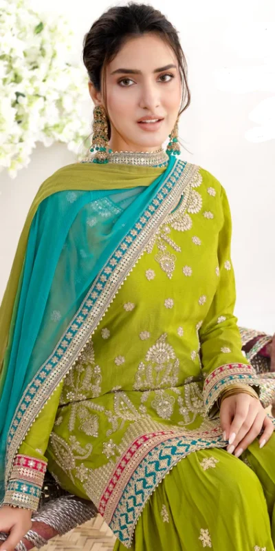 FC 726 Mahendi Chinon Salwar Suit Perfect for Wedding, Party, Ethnic Day, Makar Sankranti, Cultural Events – . Best Price ₹3049. Delivery 4-6 Working | Jump Suits, Straight Suits, Casual Suits, Creative suits, Designer Suits, Palazzo Suits, Party Wear Suits, Patiala Suits, Salwar suit