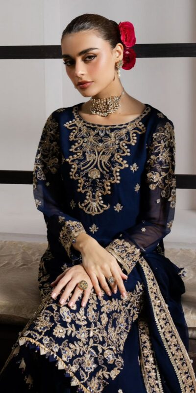 LG 2061 Navy Blue Organza Silk Salwar Suit with Embroidery Work. Exclusive Offer ₹2499. Delivery 4-6 Working Days. Shop now. | Jump Suits, Straight Suits, Casual Suits, Creative suits, Designer Suits, Palazzo Suits, Party Wear Suits, Patiala Suits, Salwar suit