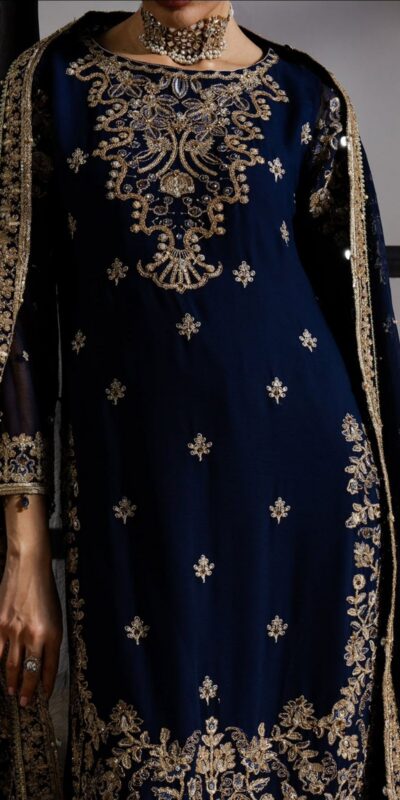 LG 2061 Navy Blue Organza Silk Salwar Suit with Embroidery Work. Exclusive Offer ₹2499. Delivery 4-6 Working Days. Shop now. | Jump Suits, Straight Suits, Casual Suits, Creative suits, Designer Suits, Palazzo Suits, Party Wear Suits, Patiala Suits, Salwar suit
