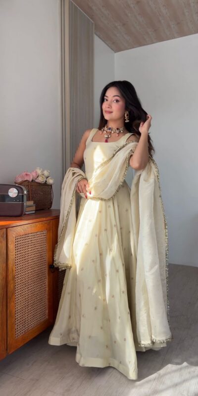 SRK 5325 Off White in Cosmos Embroidery Work & Lace Work Salwar Suit Gold. Available at ₹2099 only. Delivery 4-6 Working Days. Shop now. | Jump Suits, Straight Suits, Casual Suits, Creative suits, Designer Suits, Palazzo Suits, Party Wear Suits, Patiala Suits, Salwar suit